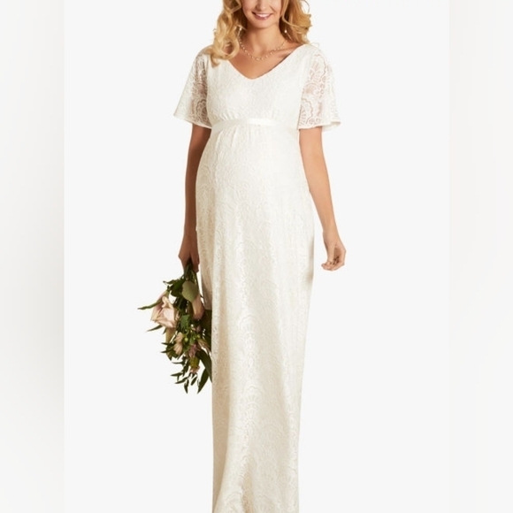 TIFFANY ROSE EDITH LACE KIMONO MATERNITY GOWN 6-8 NWT Ivory baby Shower bridal - Picture 1 of 13